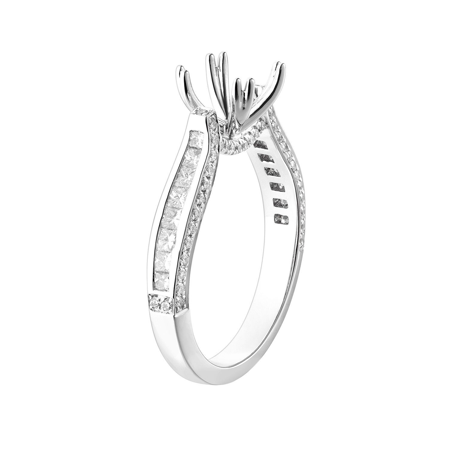14K White Gold Dazzling Engagement Ring MZ5707 Natural Diamond