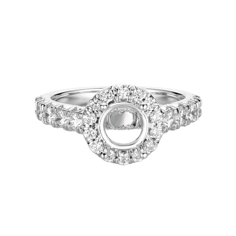 14K White Gold Round Halo Engagement Ring MZ5736 Natural Diamond