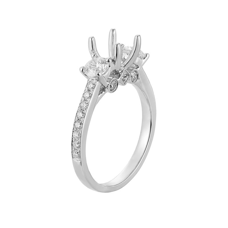 14K White Gold Three Stone  Natural Diamond Engagement Ring HY003