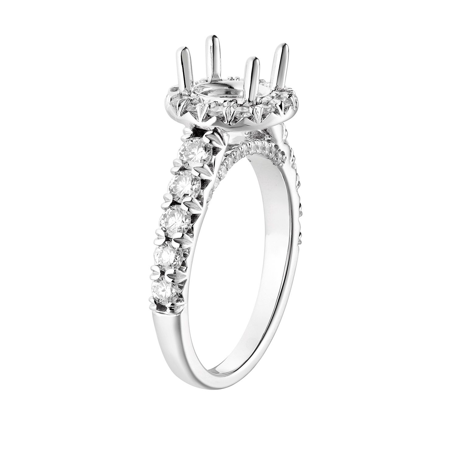 14K White Gold Round Halo Engagement Ring MZ5736 Natural Diamond
