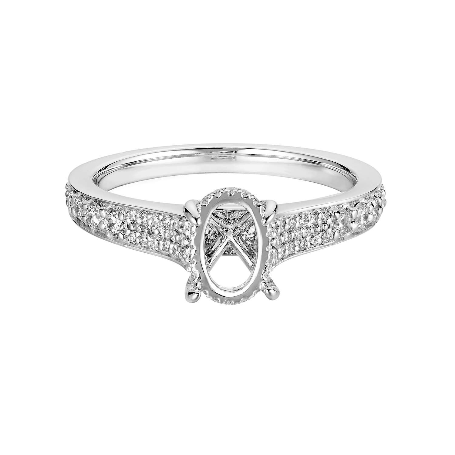 14K White Gold Oval Center Natural Diamond  Engagement Ring MZ5706 Natural Diamond