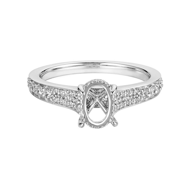 14K White Gold Oval Center Natural Diamond  Engagement Ring MZ5706 Natural Diamond