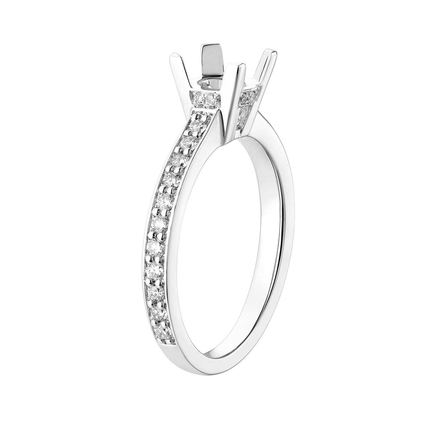 14K White Gold Channel Setting Engagement Ring MZ5705 Natural Diamond