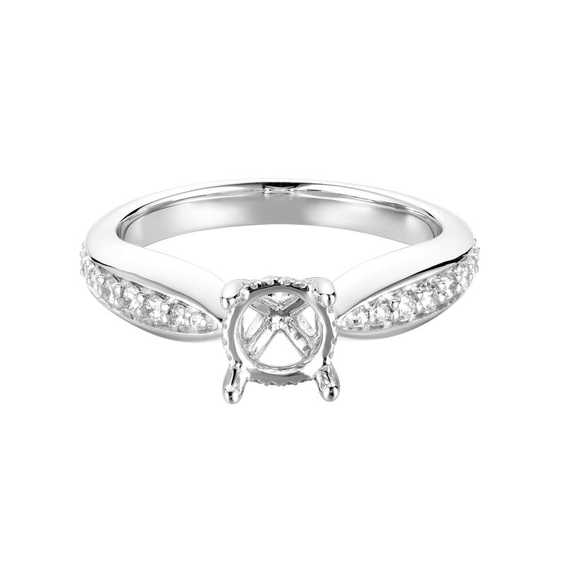 14K White Gold Round Center Single Shank Engagement Ring MZ5695 Natural Diamond