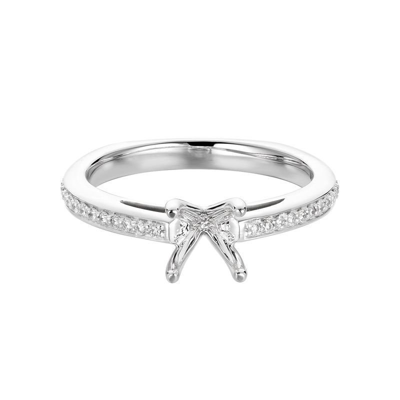 14K White Gold Round Center Single Shank Engagement Ring MZ5694 Natural Diamond
