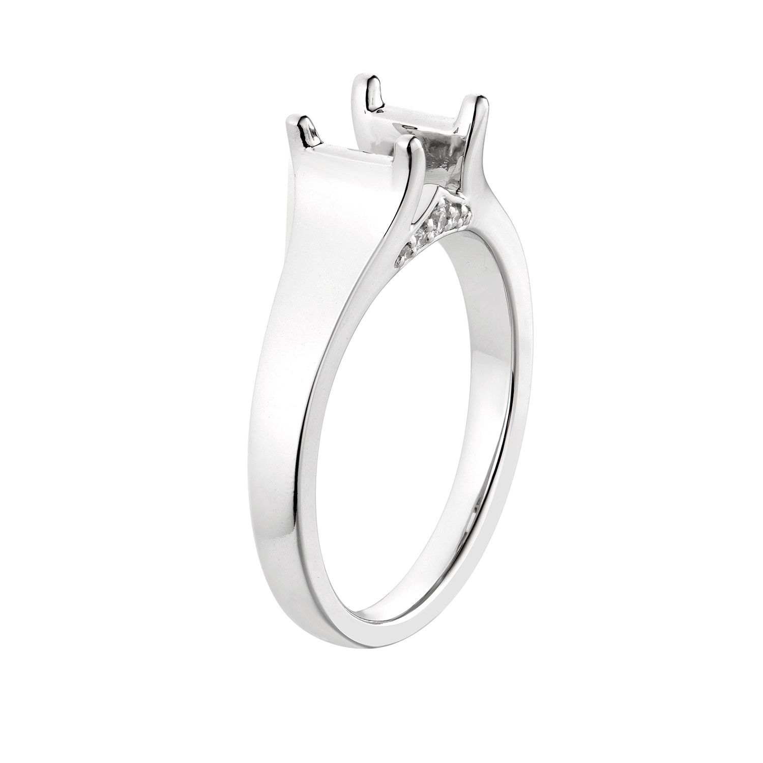 14K White Gold Four Prongs Natural Diamond Engagement Ring MZ5697