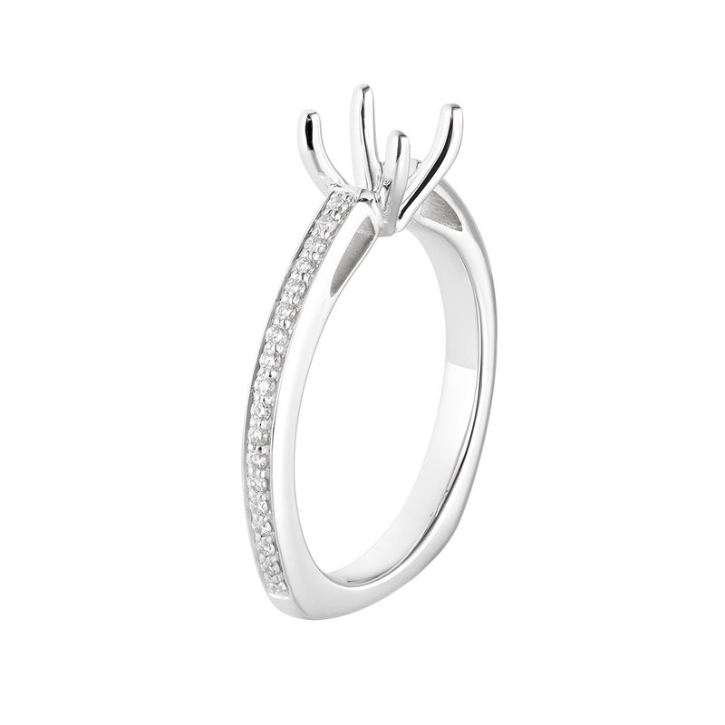 14K White Gold Round Center Single Shank Engagement Ring MZ5694 Natural Diamond