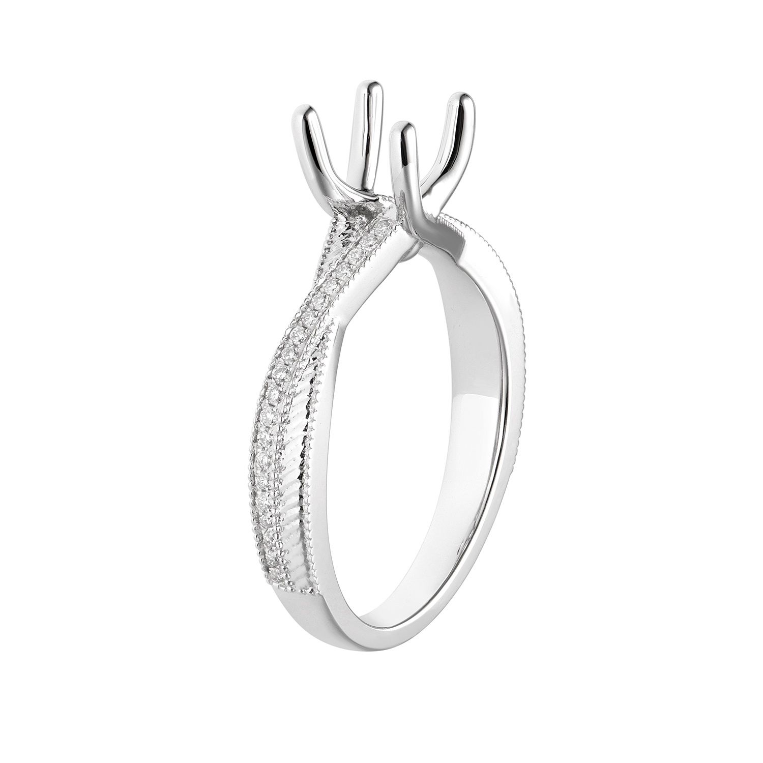 14K White Gold Split Band Engagement Ring MZ5696 Natural Diamond