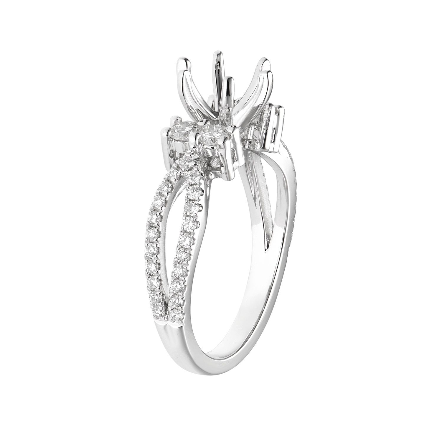 14K White Gold Split Band Engagement Ring MZ5693 Natural Diamond