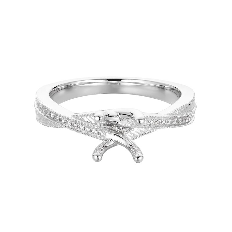 14K White Gold Split Band Engagement Ring MZ5696 Natural Diamond