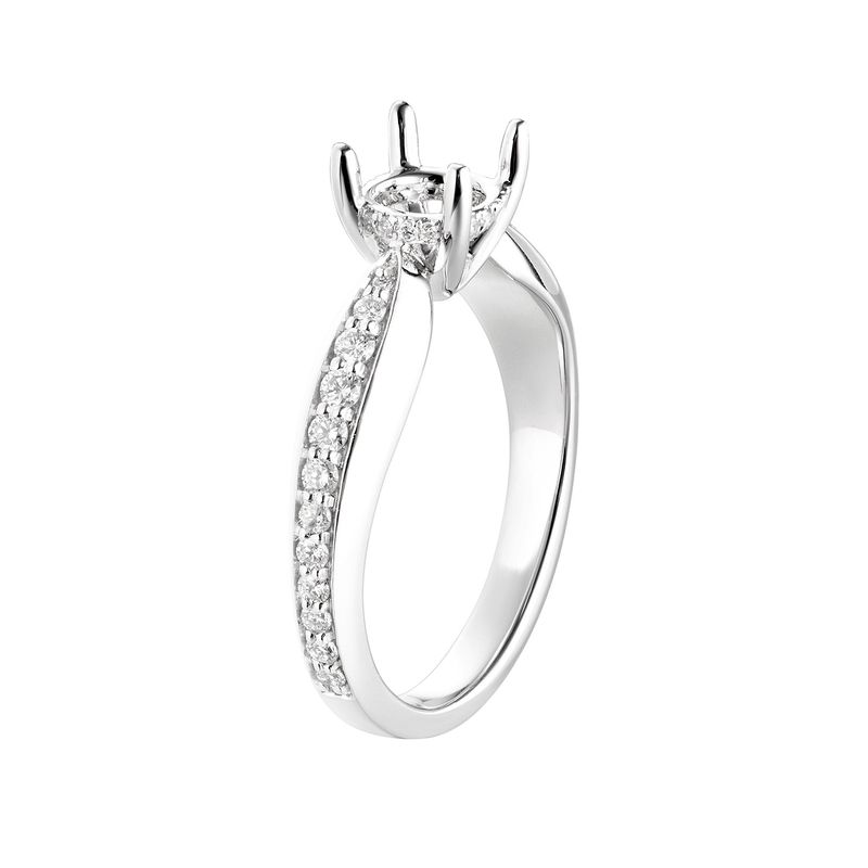 14K White Gold Round Center Single Shank Engagement Ring MZ5695 Natural Diamond