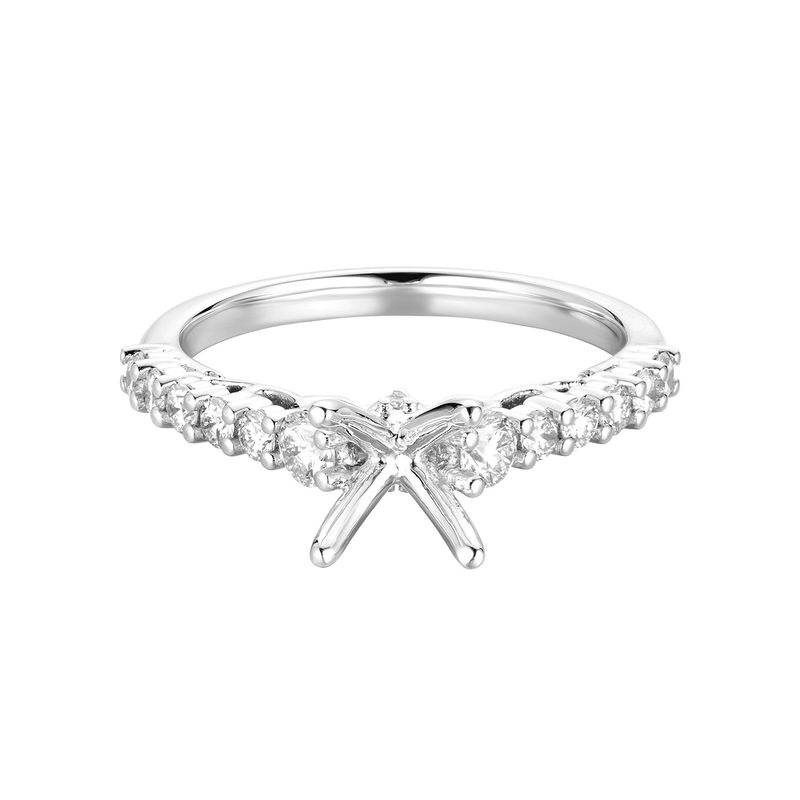 14K White Gold Straight Shank Engagement Ring MZ5679 Natural Diamond
