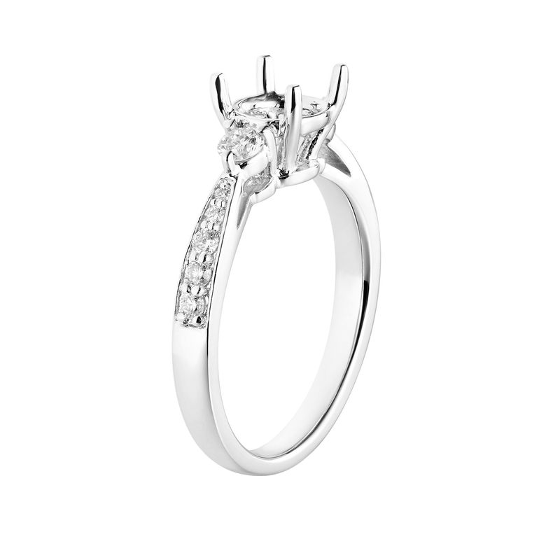 14K White Gold Three Stone  Natural Diamond Engagement Ring MZ5666