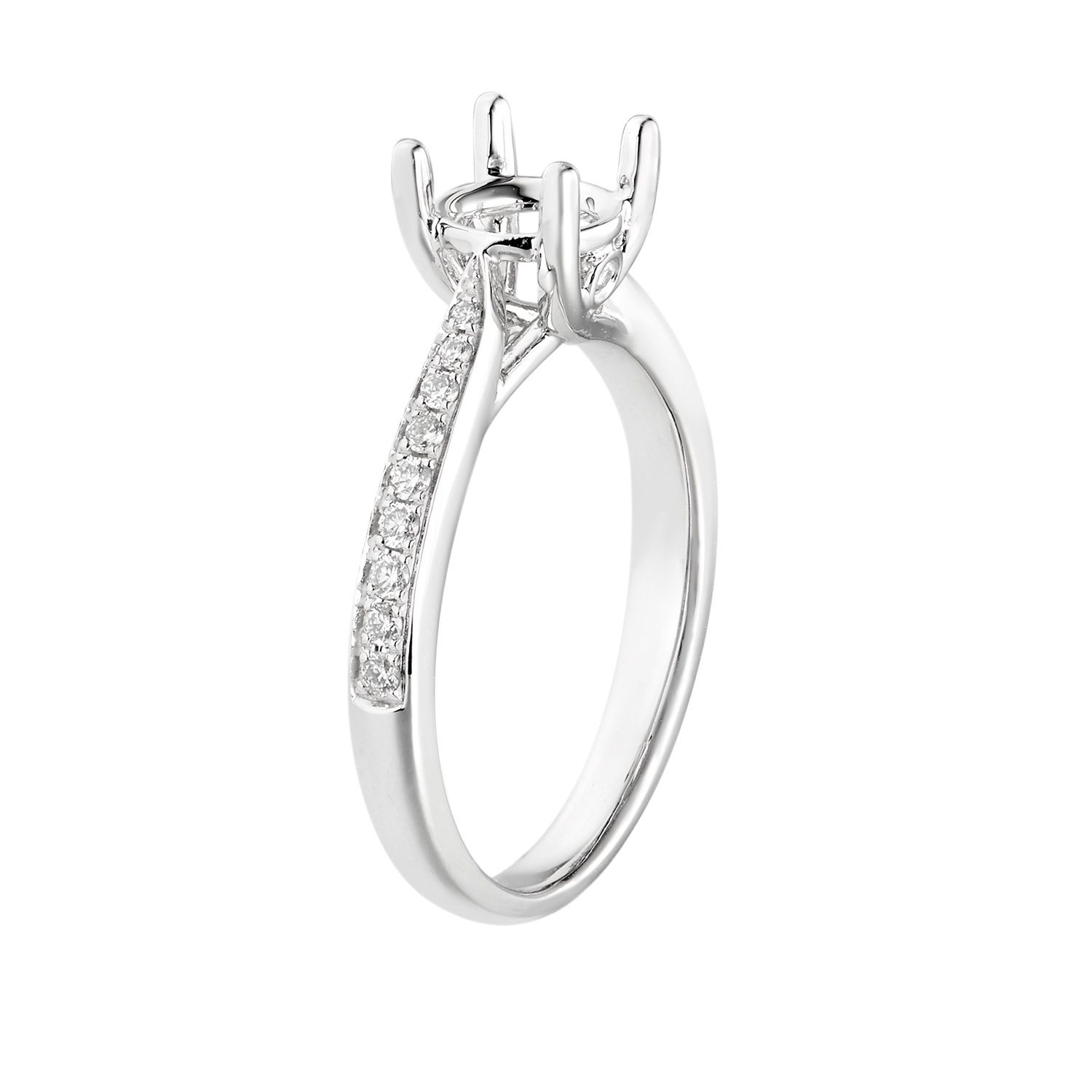 14K White Gold Four Prong Center Natural Diamond  Engagement Ring MZ5646 Natural Diamond