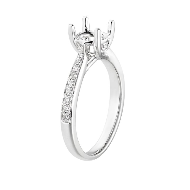 14K White Gold Four Prong Center Natural Diamond  Engagement Ring MZ5646 Natural Diamond