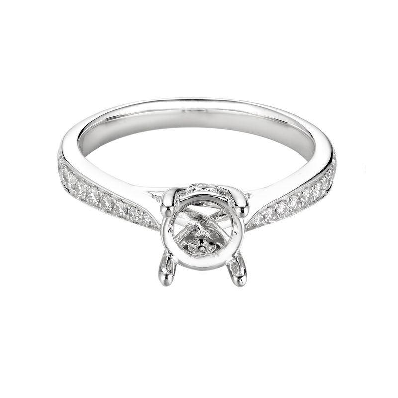 14K White Gold Four Prong Center Natural Diamond  Engagement Ring MZ5646 Natural Diamond