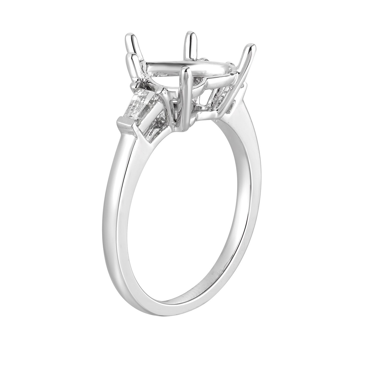 14K White Gold Three Stone Engagement Ring MZ7908 Natural Diamond