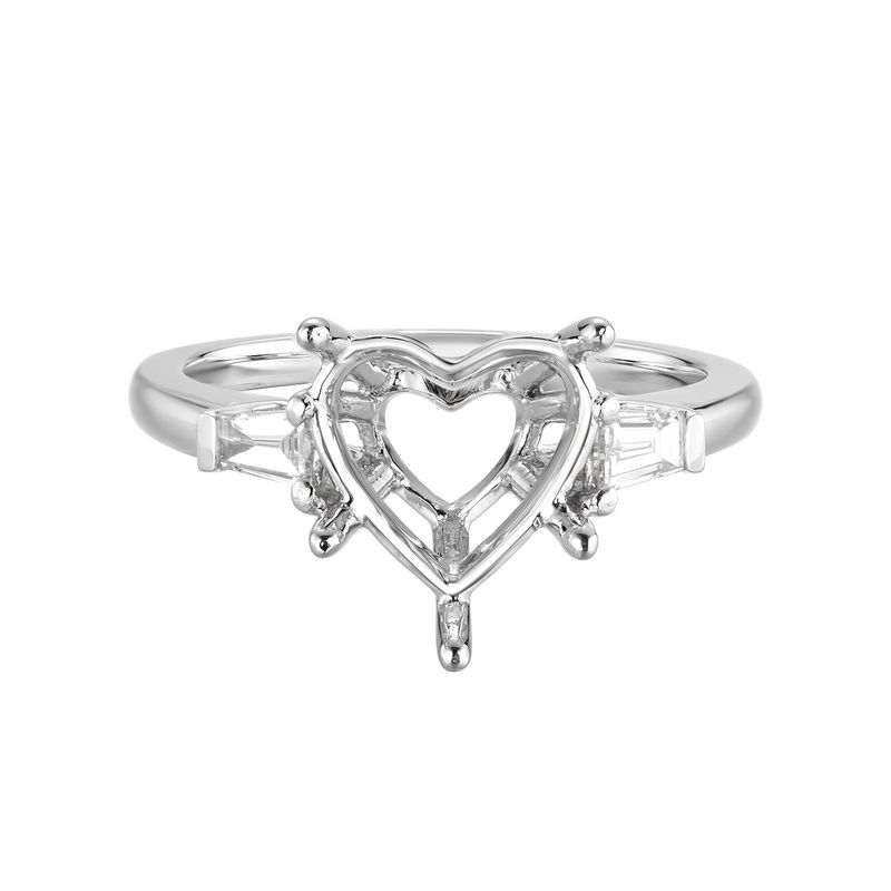 14K White Gold Three Stone Engagement Ring MZ7908 Natural Diamond