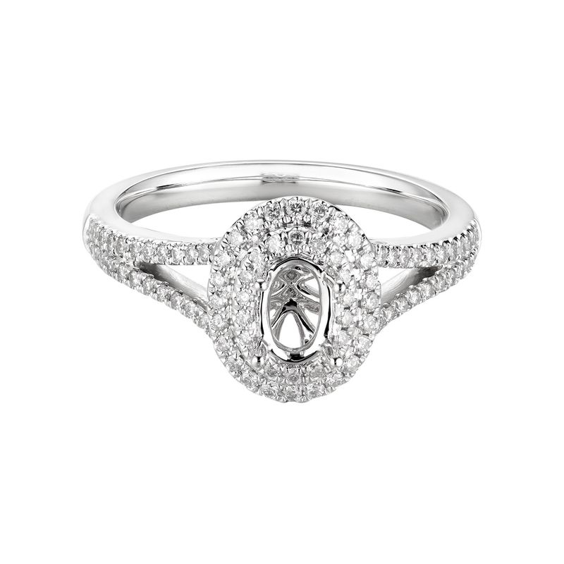 14K White Gold Double Halo Split Shank Engagement Ring MZ5633 Natural Diamond