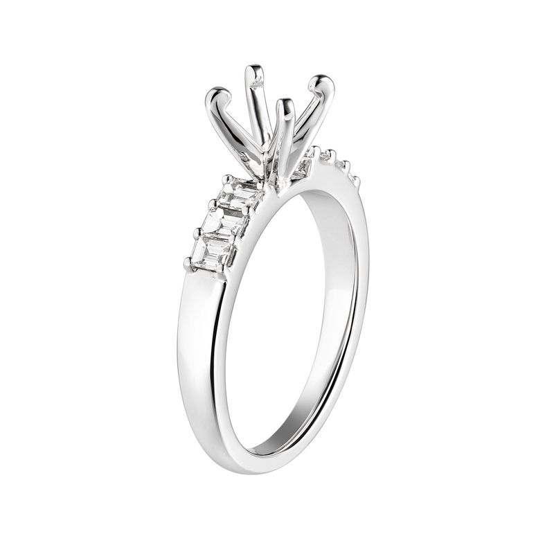 14K White Gold Baguette Natural Diamond  Engagement Ring MZ5618