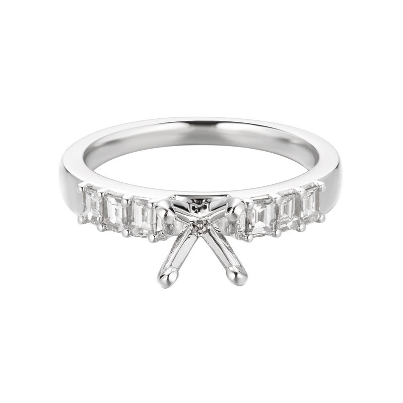 14K White Gold Baguette Natural Diamond  Engagement Ring MZ5618