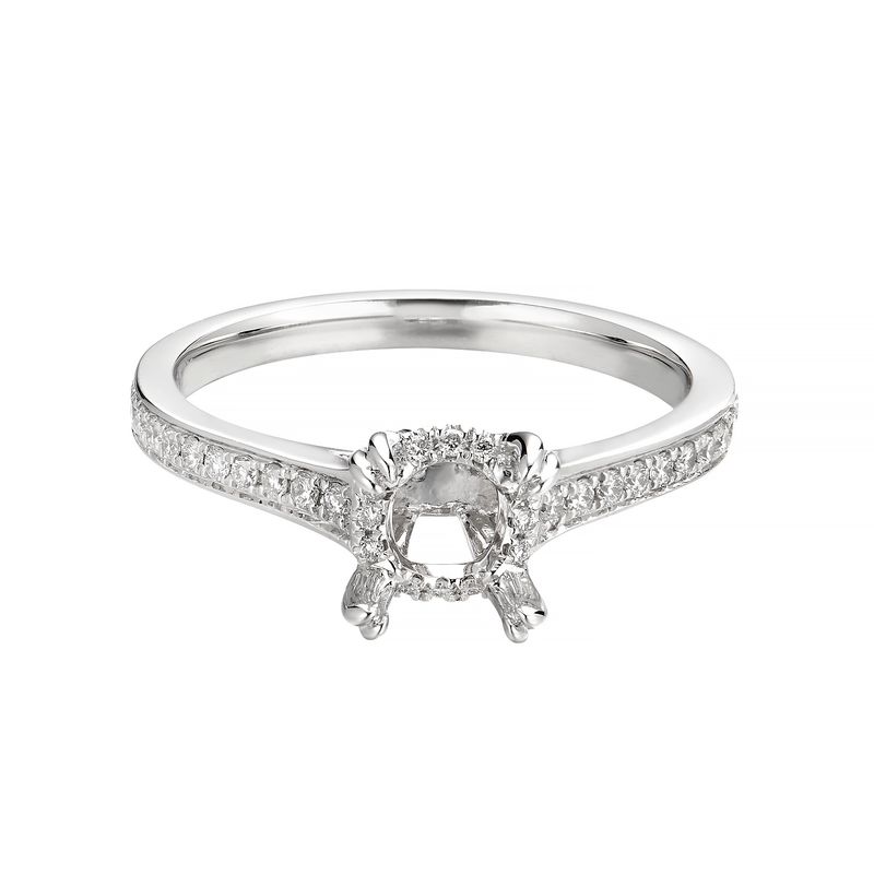 14K White Gold Double Prongs Round Natural Diamond  Engagement Ring MZ5616 Natural Diamond