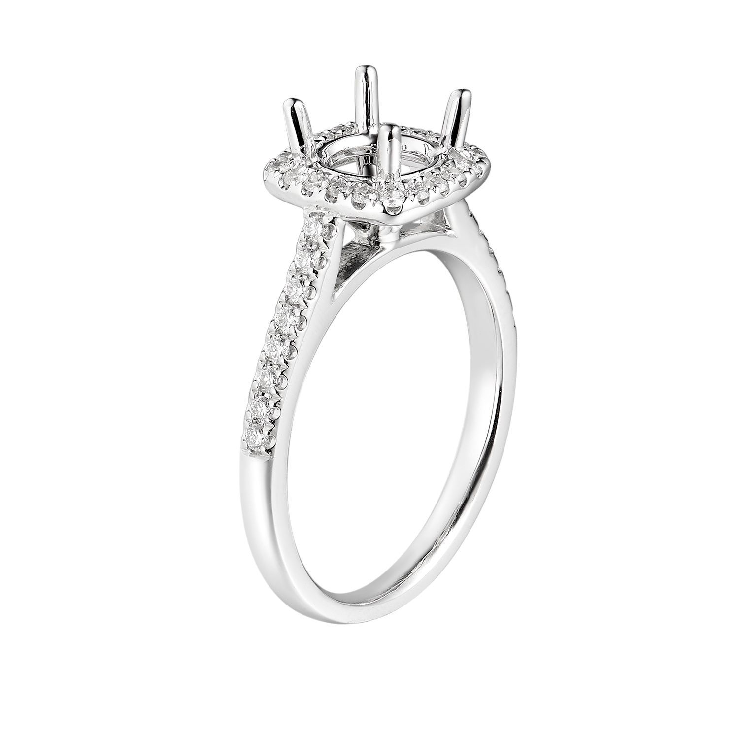 14k White Gold Cushion Halo Engagement Ring MZ5614