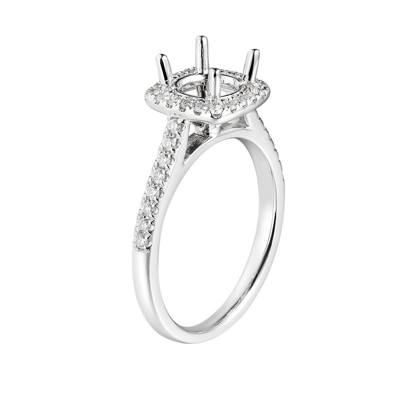 14k White Gold Cushion Halo Engagement Ring MZ5614