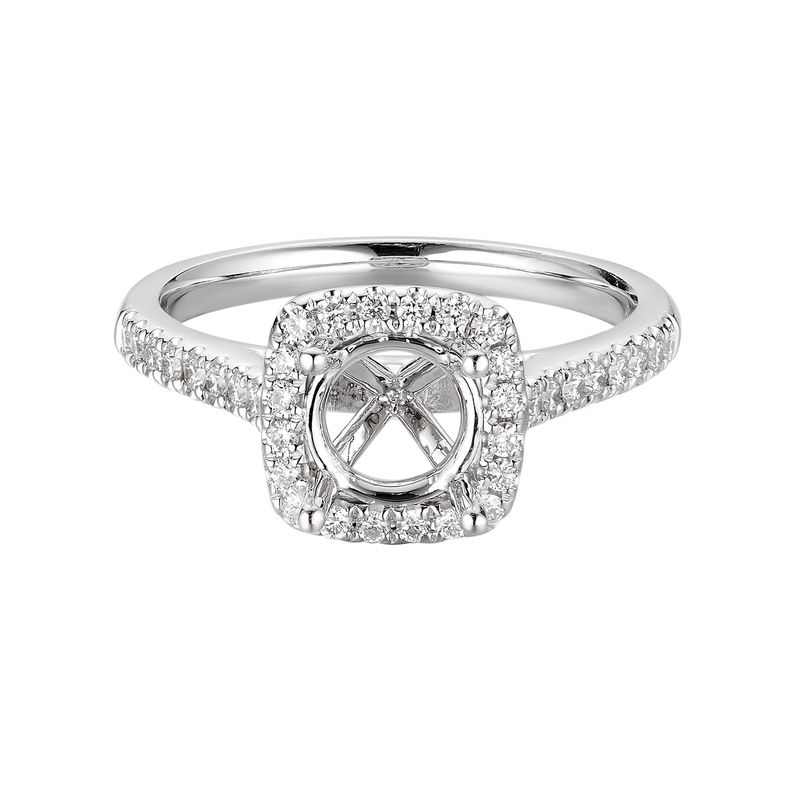 14k White Gold Cushion Halo Engagement Ring MZ5614