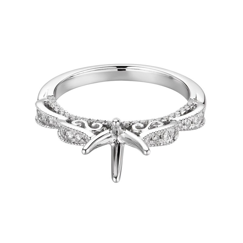 14K White Gold Vintage Engagement Ring MZ5570 Natural Diamond