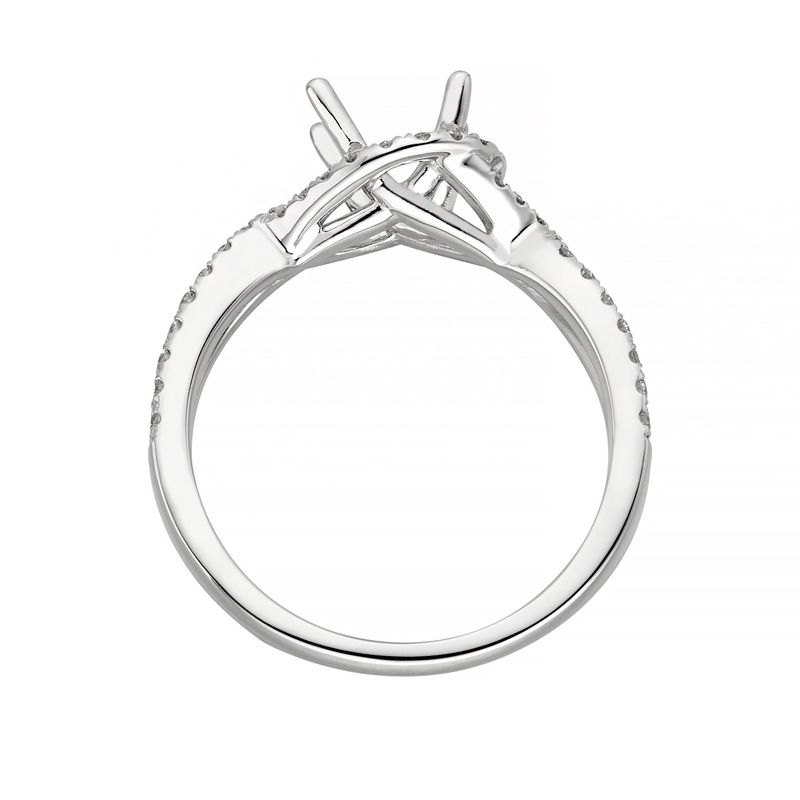 14K White Gold Split Shank Round Natural Diamond  Engagement Ring MZ5590