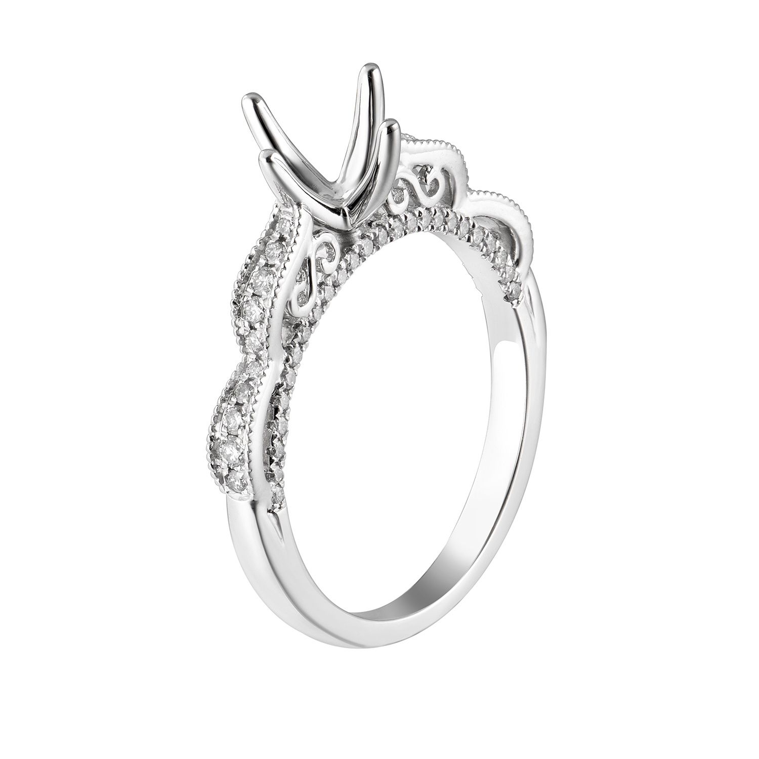 14K White Gold Vintage Engagement Ring MZ5570 Natural Diamond