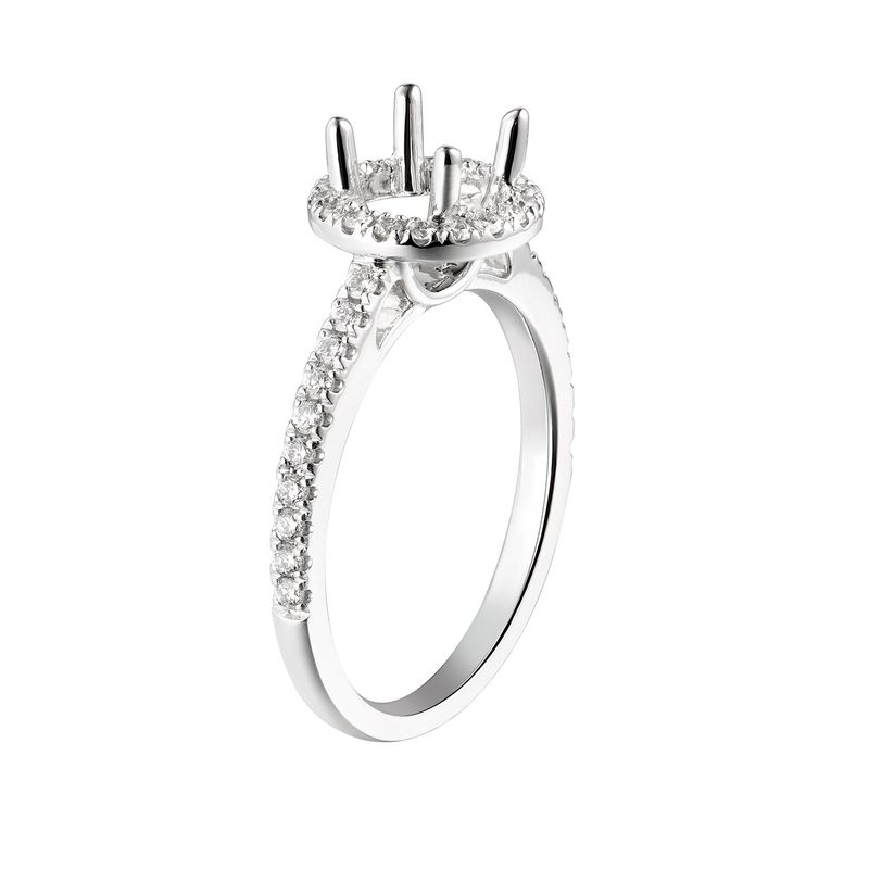 14K White Gold Classic Round Natural Diamond  Halo Engagement Ring MZ5588