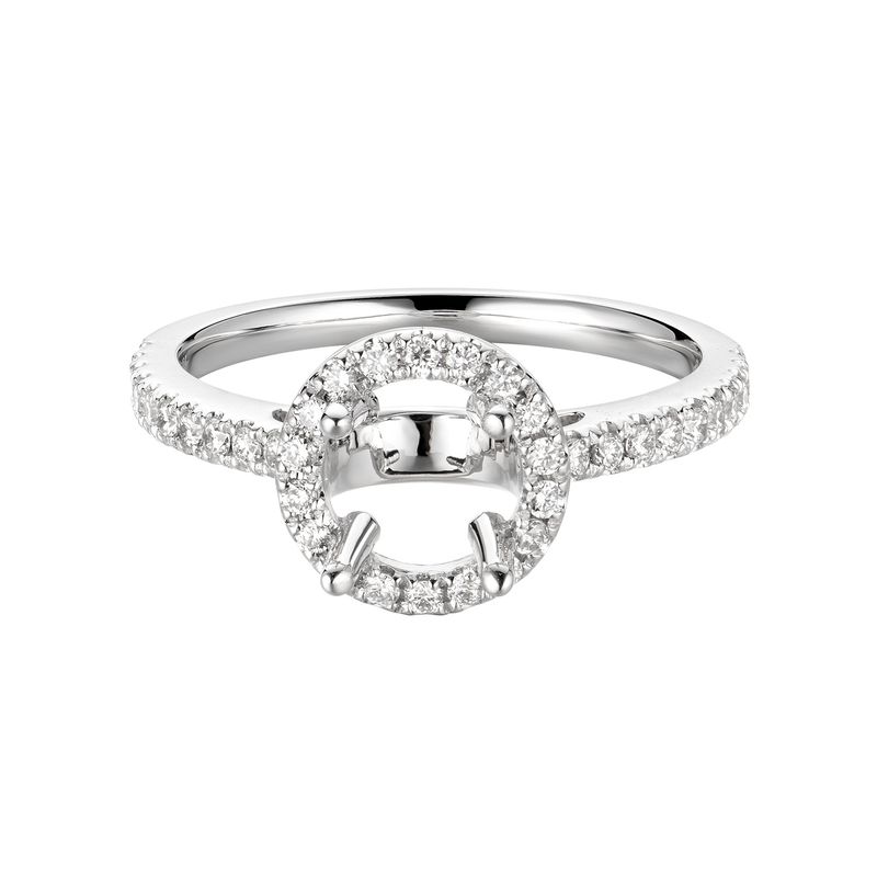 14K White Gold Classic Round Natural Diamond  Halo Engagement Ring MZ5588