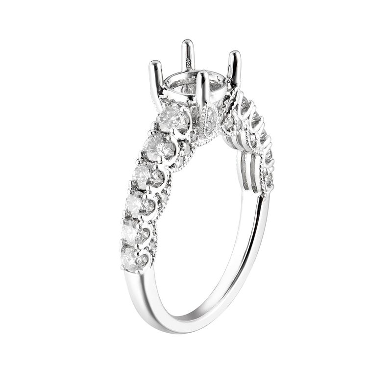 14K White Gold Single Shank Vintage Engagement Ring MZ5566 Natural Diamond