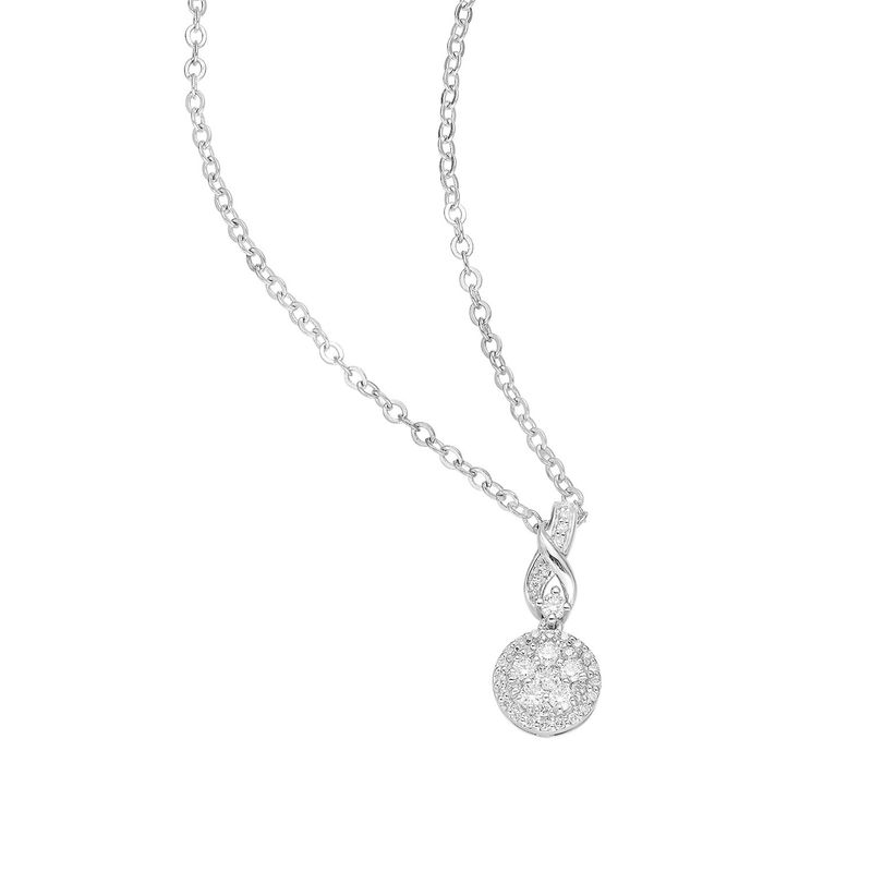 14K White Gold Round Natural Diamond  Pendant  MZ7715 Natural Diamond