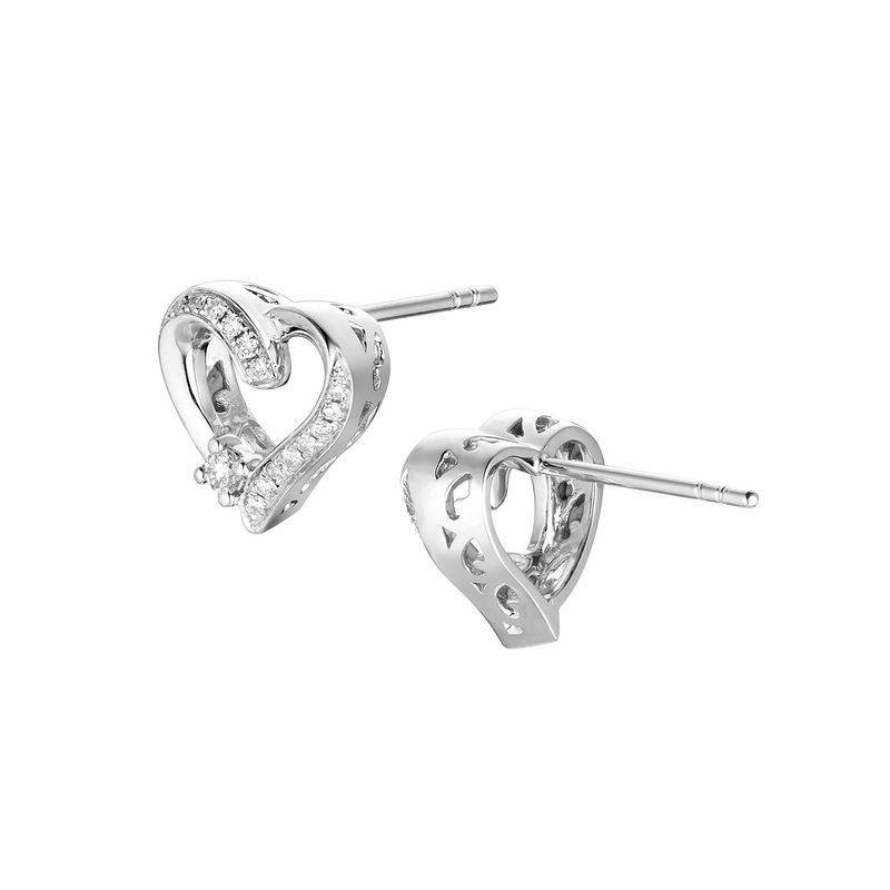 14K White Gold Natural Diamond  Stud Earrings MZ7680