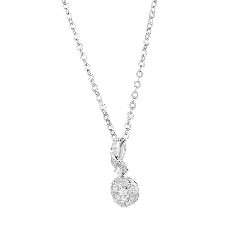 14K White Gold Round Natural Diamond  Pendant  MZ7715 Natural Diamond