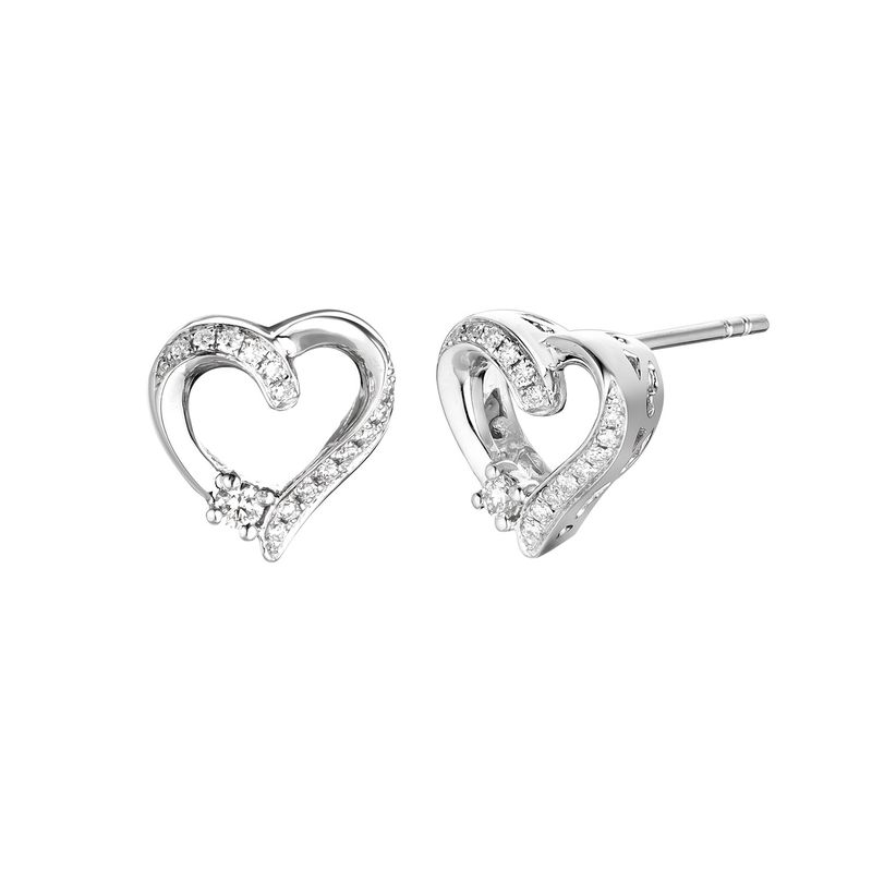 14K White Gold Natural Diamond  Stud Earrings MZ7680