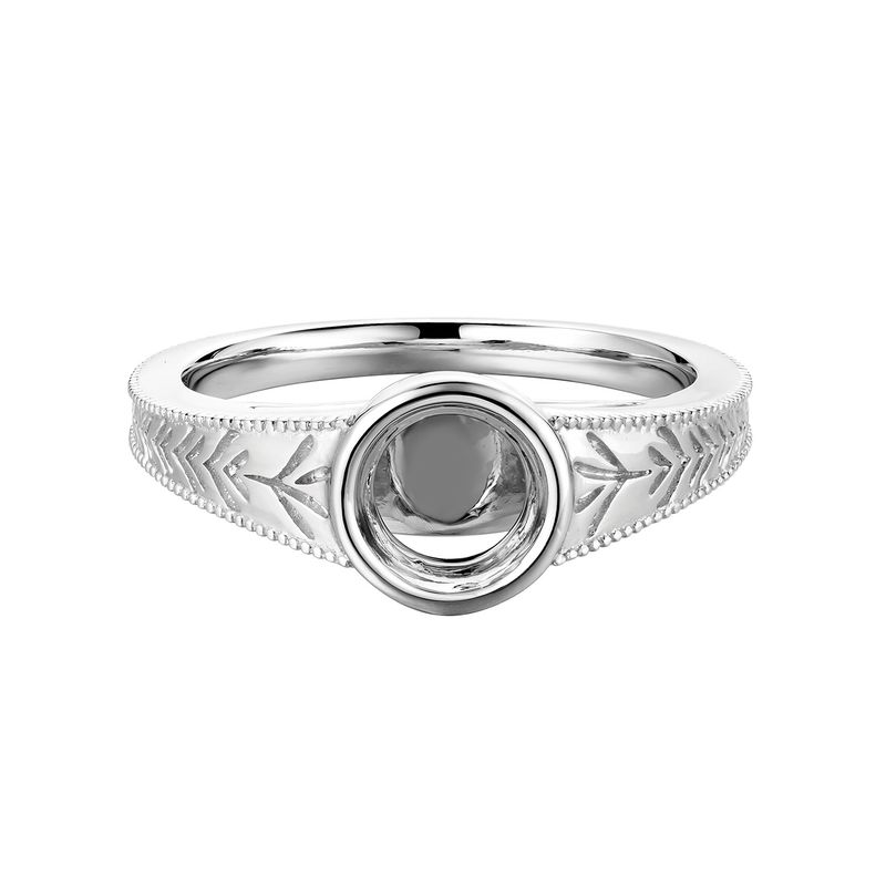 14K White Gold Round Natural Diamond  Engagement Ring MZ7482 Natural Diamond