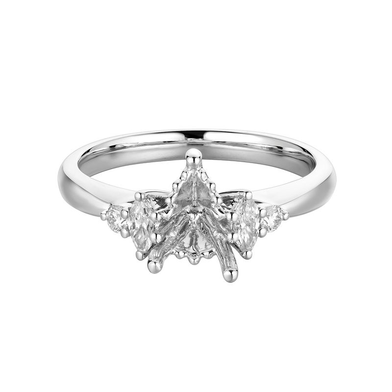 14K White Gold Pear Natural Diamond  Classic Engagement Ring MZ7475 Natural Diamond