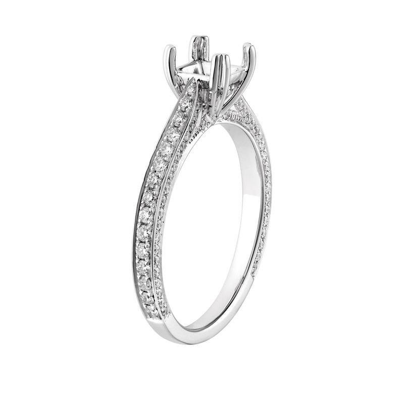 14K White Gold Straight shank Engagement Ring MZ7431 Natural Diamond