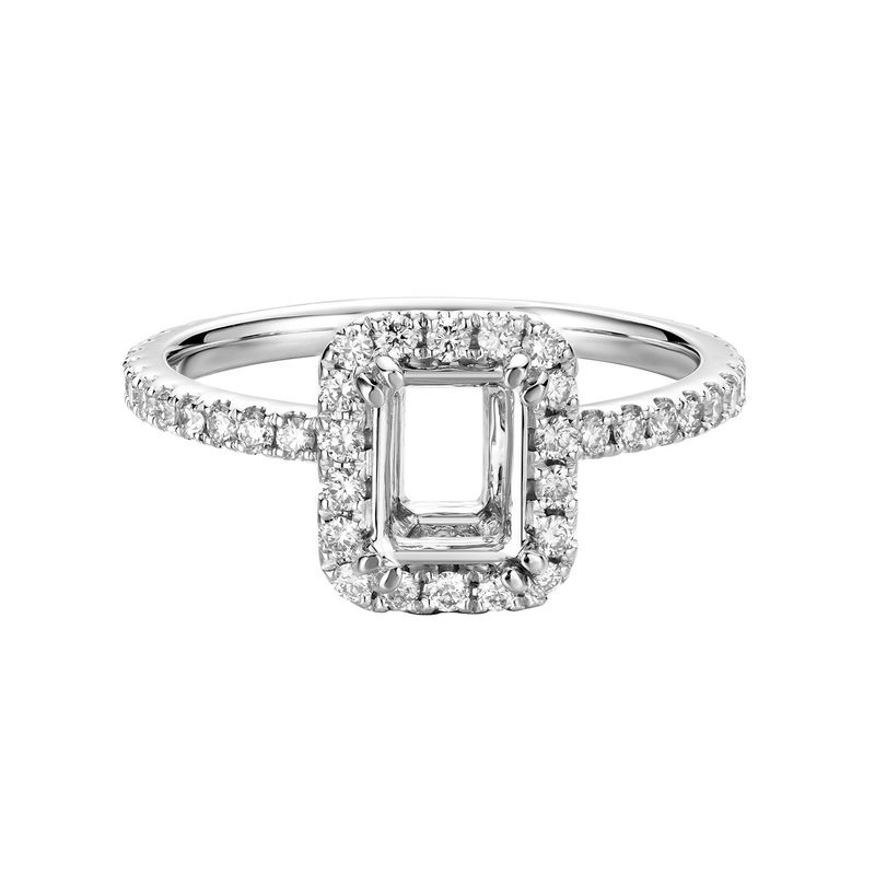 14k White Gold Cushion Halo Engagement Ring MZ7460 Natural Diamond