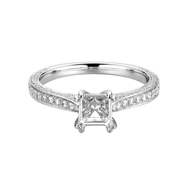 14K White Gold Straight shank Engagement Ring MZ7431 Natural Diamond