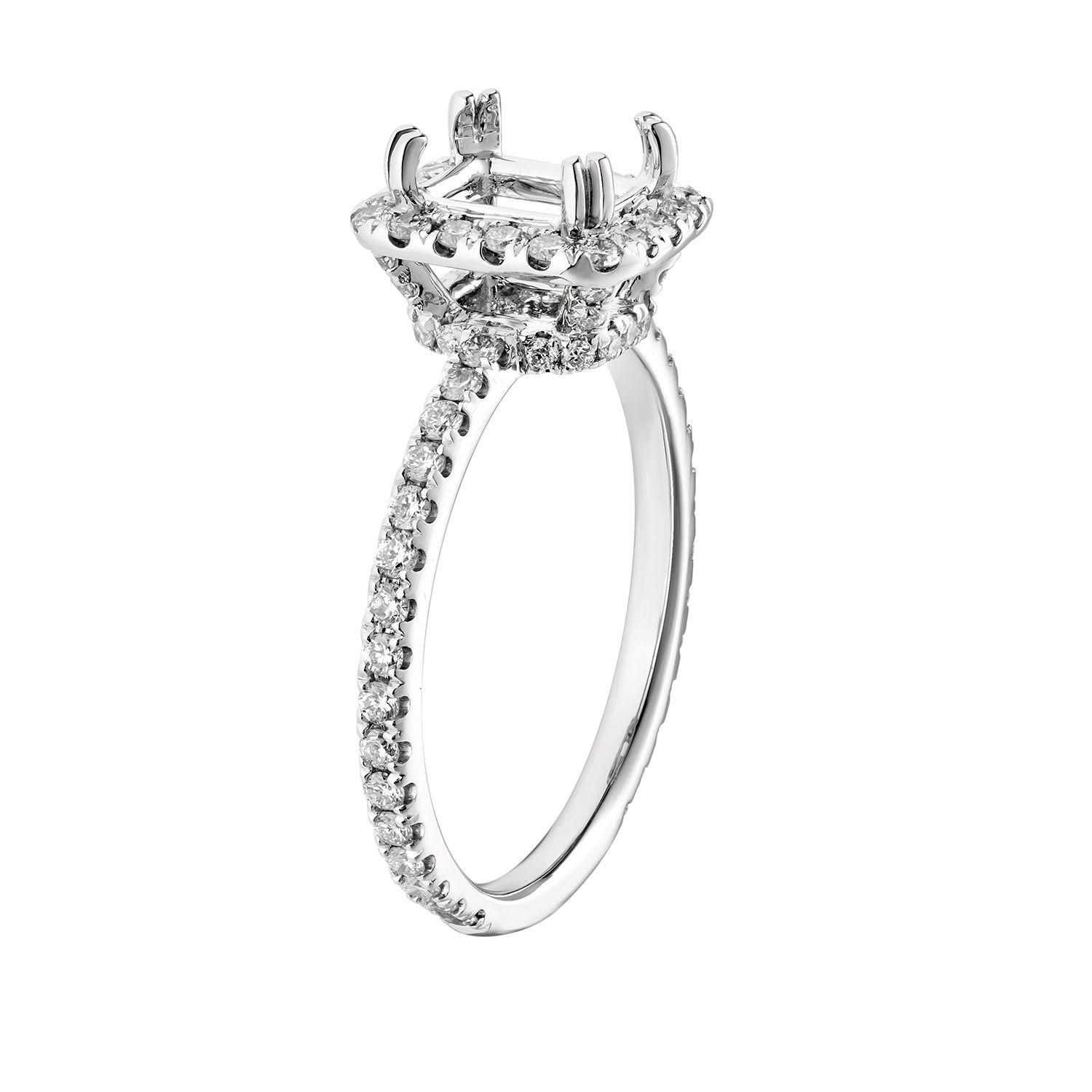 14k White Gold Cushion Halo Engagement Ring MZ7460 Natural Diamond