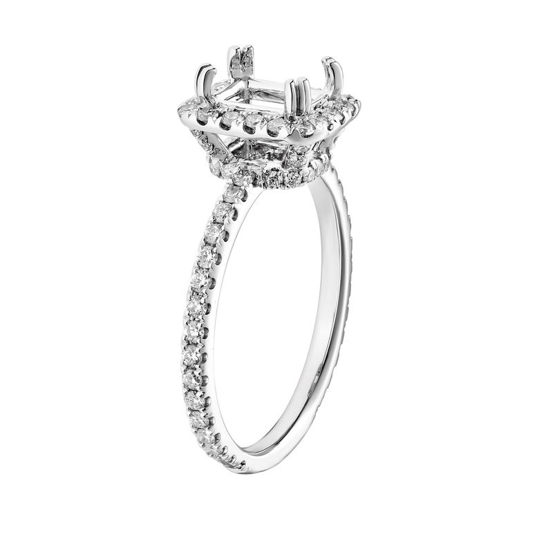 14k White Gold Cushion Halo Engagement Ring MZ7460 Natural Diamond