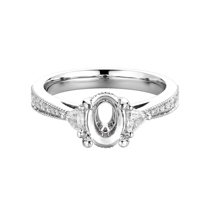 14k White Gold Triangular Natural Diamond  Engagement Ring MZ7437 Natural Diamond
