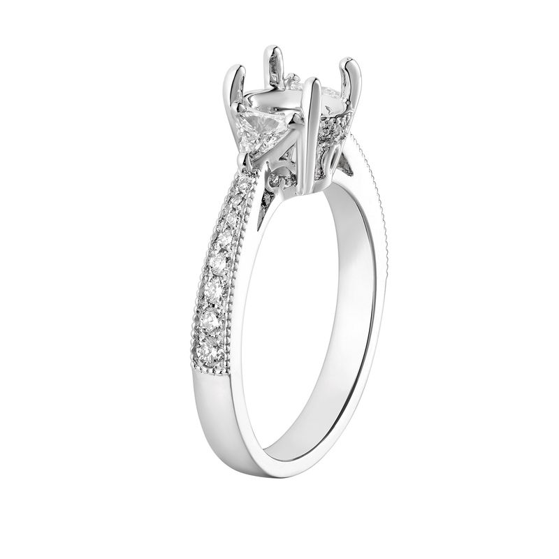 14k White Gold Triangular Natural Diamond  Engagement Ring MZ7437 Natural Diamond