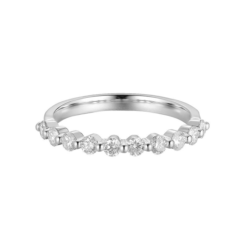 14K White Gold Round Natural Diamond  Wedding Band D2561