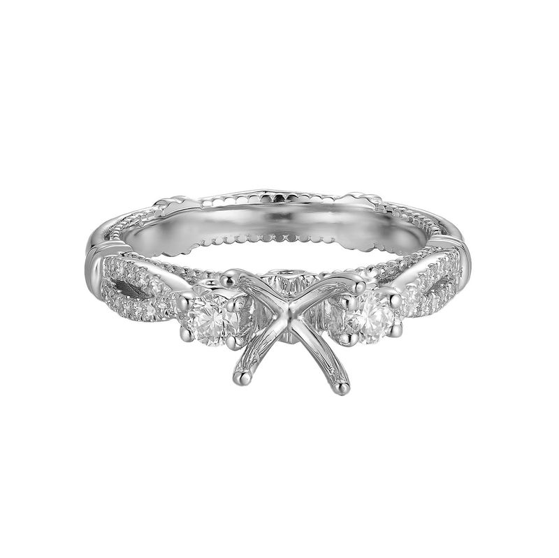 14K White Gold Split Shank Natural Diamond Engagement Ring IH-109